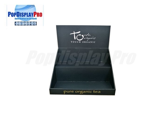 Custom Counter Display Boxes Cardboard 2 Tier Flat Delivered For Selling Tea
