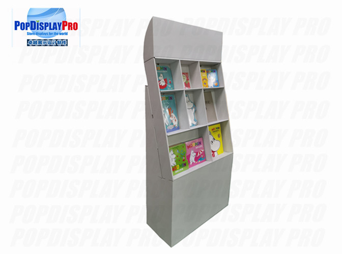 Single Wall Cardboard Power Wing Display Visual Merchandising Moomin Books With 8 Pockets